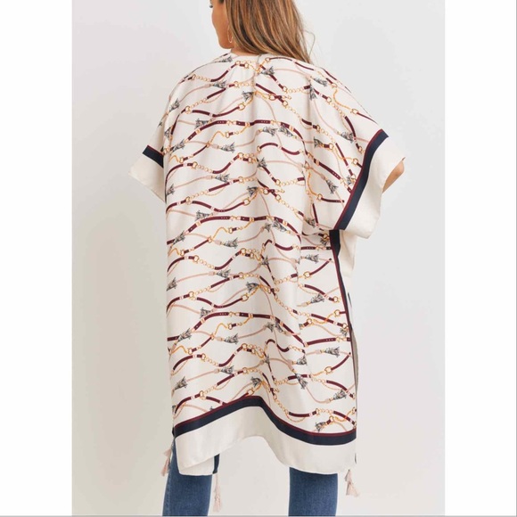 Women's New Chain Links Open Front Kimono - Picture 6 of 8